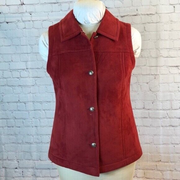 County Clothing Jackets & Blazers - County Clothing Co Vest Faux Suede Fleece Lined Red Button up Small